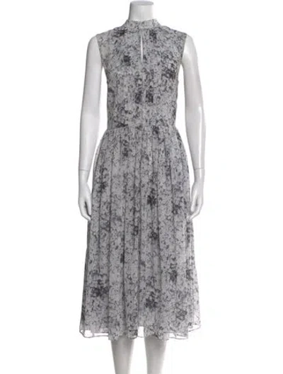Pre-owned Adam Lippes Floral Print Long Dress In Black