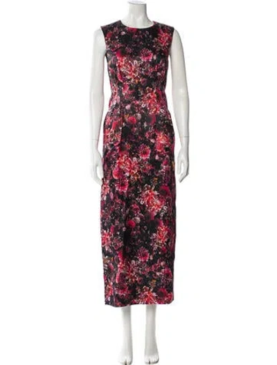Pre-owned Adam Lippes Floral Print Long Dress In Multi