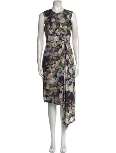 Pre-owned Adam Lippes Floral Print Long Dress In Multi