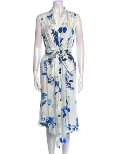 Pre-owned Adam Lippes Floral Print Long Dress In Multi