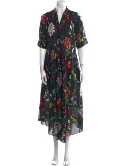 Pre-owned Adam Lippes Floral Print Long Dress In Multi