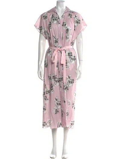 Pre-owned Adam Lippes Floral Print Long Dress In Pink