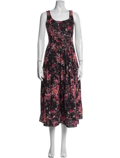 Pre-owned Adam Lippes Floral Print Long Dress In Red