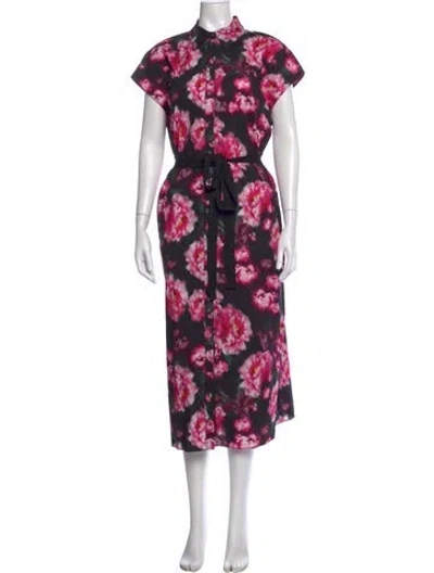 Pre-owned Adam Lippes Floral Print Long Dress W/ Tags In Pink