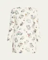 Adam Lippes Floral-print Long-sleeve Silk Wool Mini Dress In Ivory Floral