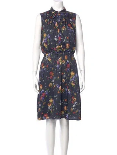 Pre-owned Adam Lippes Floral Print Midi Length Dress In Blue