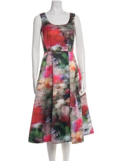 Pre-owned Adam Lippes Floral Print Midi Length Dress In Green