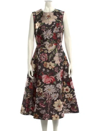 Pre-owned Adam Lippes Floral Print Midi Length Dress In Multi