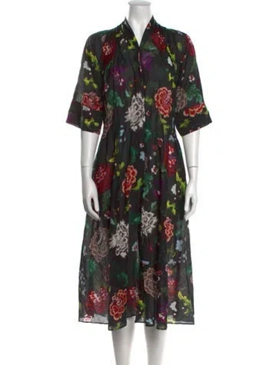 Pre-owned Adam Lippes Floral Print Midi Length Dress In Multi
