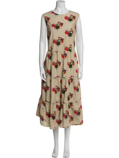 Pre-owned Adam Lippes Floral Print Midi Length Dress In Neutral