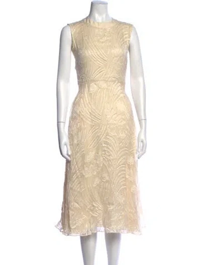 Pre-owned Adam Lippes Floral Print Midi Length Dress In Neutrals