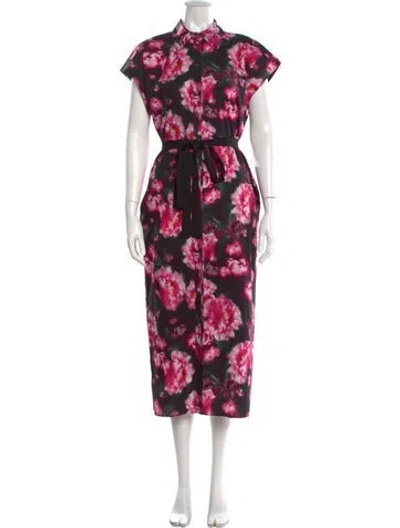 Pre-owned Adam Lippes Floral Print Midi Length Dress In Pink