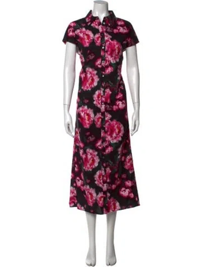 Pre-owned Adam Lippes Floral Print Midi Length Dress In Pink
