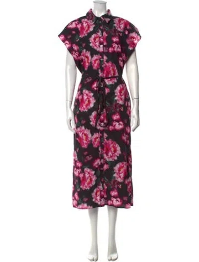 Pre-owned Adam Lippes Floral Print Midi Length Dress In Pink