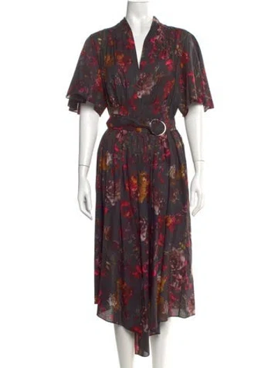 Pre-owned Adam Lippes Floral Print Midi Length Dress W/ Tags In Multi