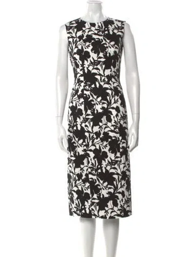 Pre-owned Adam Lippes Floral Print Midi Length Dress W/ Tags In White