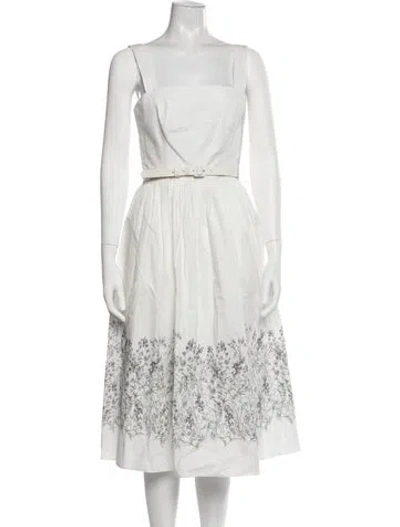Pre-owned Adam Lippes Floral Print Midi Length Dress W/ Tags In White