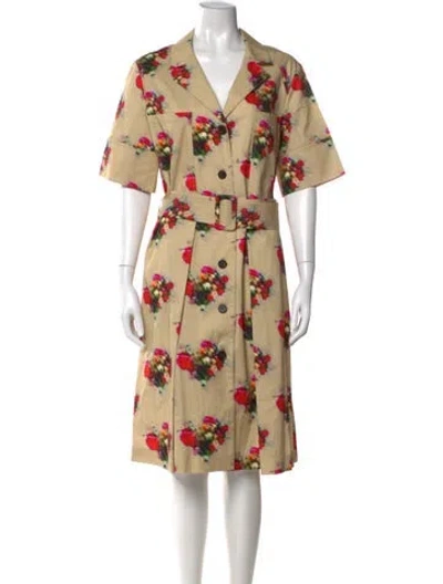 Pre-owned Adam Lippes Floral Print Midi Length Dress In Yellow