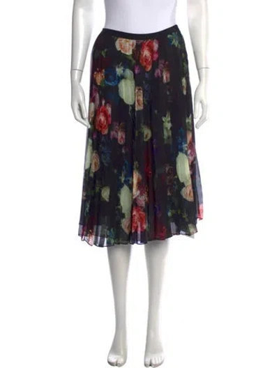 Pre-owned Adam Lippes Floral Print Midi Length Skirt In Black