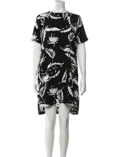 Pre-owned Adam Lippes Floral Print Mini Dress In Black