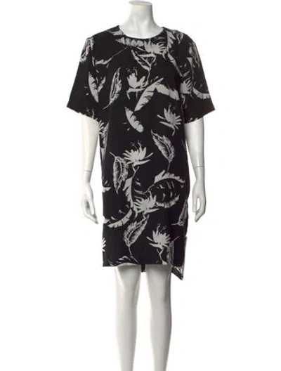 Pre-owned Adam Lippes Floral Print Mini Dress In Black