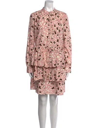 Pre-owned Adam Lippes Floral Print Mini Dress In Pink