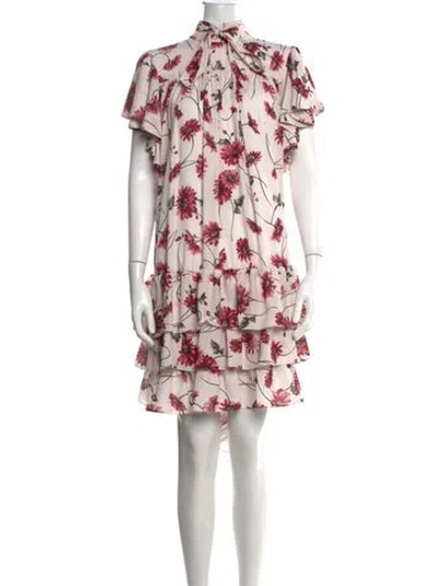 Pre-owned Adam Lippes Floral Print Mini Dress In Pink