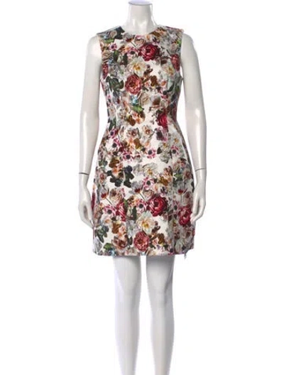Pre-owned Adam Lippes Floral Print Mini Dress W/ Tags In White