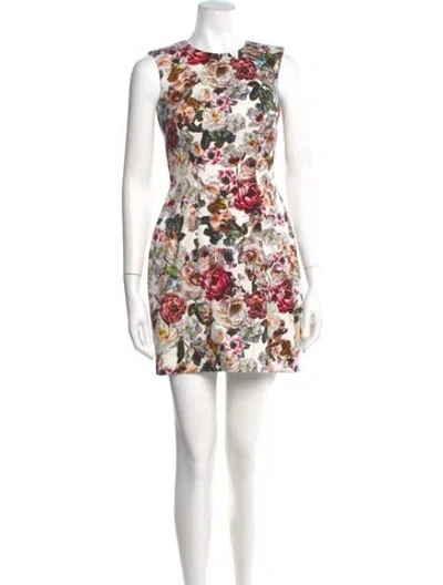 Pre-owned Adam Lippes Floral Print Mini Dress In White
