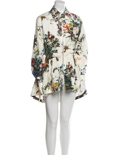 Pre-owned Adam Lippes Floral Print Mini Dress In White