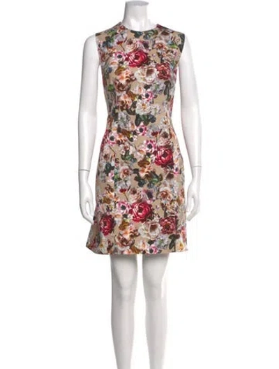 Pre-owned Adam Lippes Floral Print Mini Dress In White