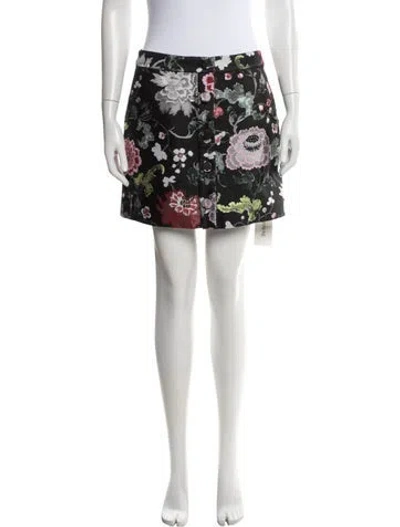 Pre-owned Adam Lippes Floral Print Mini Skirt In Black