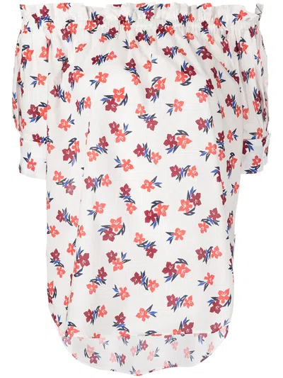 Adam Lippes Floral-print Off-shoulder Blouse In Mehrfarbig