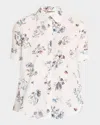 Adam Lippes Floral-print Poplin Short-sleeve Trapeze Shirt In White Floral