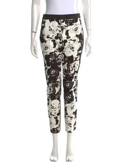 Pre-owned Adam Lippes Floral Print Straight Leg Pants In Brown