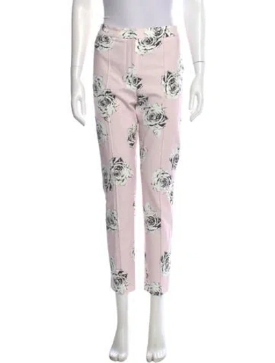 Pre-owned Adam Lippes Floral Print Straight Leg Pants In Pink