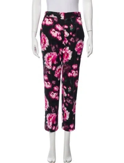 Pre-owned Adam Lippes Floral Print Straight Leg Pants In Pink