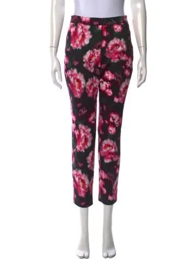 Pre-owned Adam Lippes Floral Print Straight Leg Pants In Pink