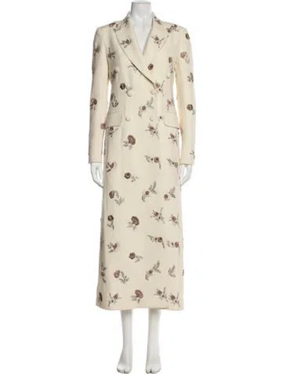 Pre-owned Adam Lippes Floral Print Trench Coat In Neutral