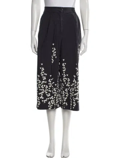 Pre-owned Adam Lippes Floral Print Wide Leg Pants In Blue