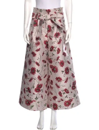 Pre-owned Adam Lippes Floral Print Wide Leg Pants In Neutral