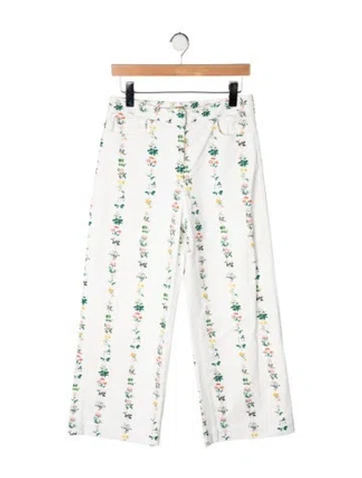Pre-owned Adam Lippes Floral Print Wide Leg Pants In Neutrals