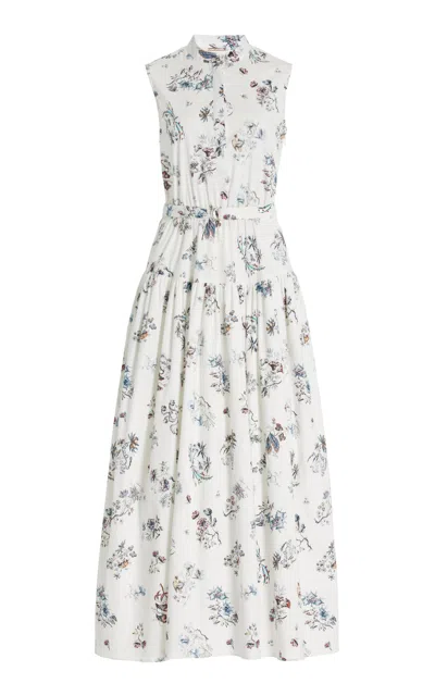 Adam Lippes Floral Stretch-cotton Poplin Dress In Multi