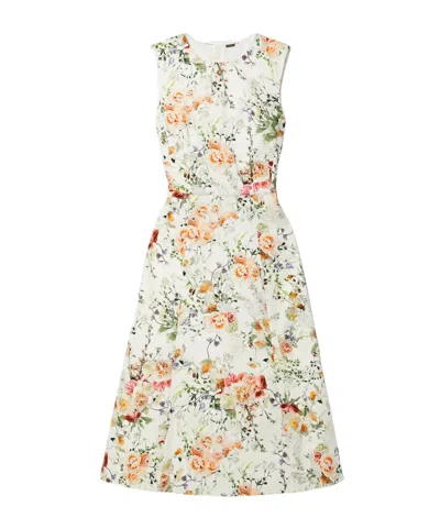 Adam Lippes Floral-print Cotton-blend Twill Midi Dress In White