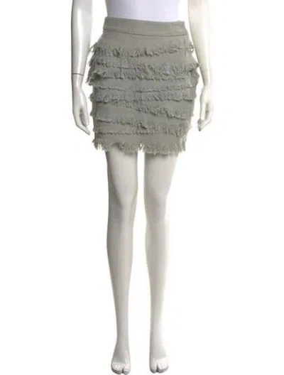 Pre-owned Adam Lippes Fringe Trim Accent Mini Skirt In Grey