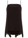 Adam Lippes Fringed Silk Vest Top In Black