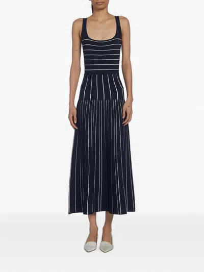 Adam Lippes Gemma Pointelle Striped Knit Sleeveless Maxi Dress In Black