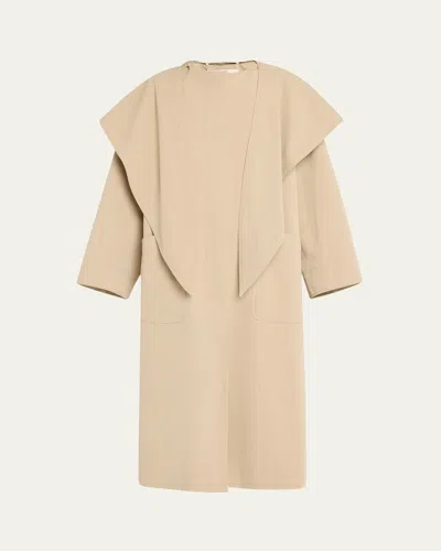 Adam Lippes Gesse Oversized Cotton Twill Coat In Khaki