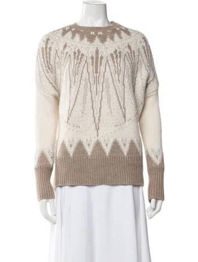 Pre-owned Adam Lippes Graphic Print Crew Neck Sweater In Brown/neutrals