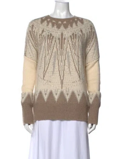 Pre-owned Adam Lippes Graphic Print Crew Neck Sweater In Neutral